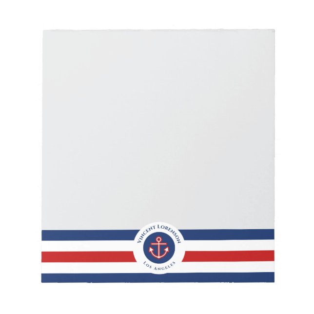 Red Anchor Boat Yacht Nautical Specialist Notepad (Front)