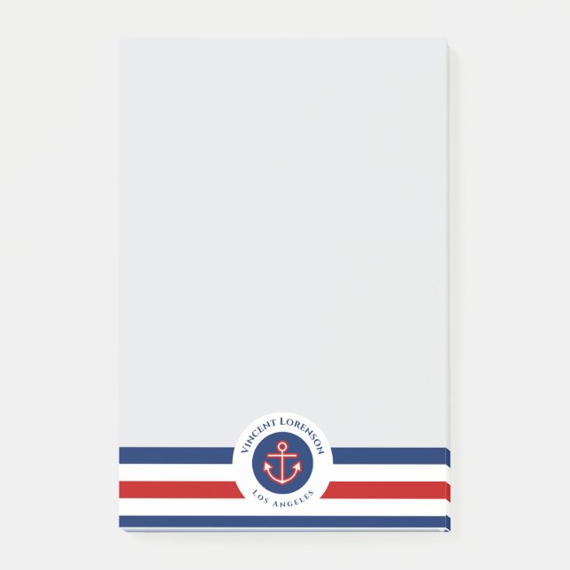 Red Anchor Boat Yacht Nautical Specialist Post-it Notes (Front)