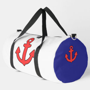 Red Anchor Deep Blue White Travel Athletic Sailing Duffle Bag