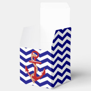 Red Anchor Nautical Chevron Stripes Favour Box