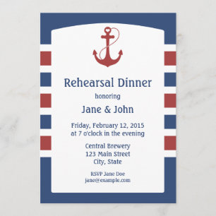 Red Anchor Nautical Rehearsal Dinner Invitations