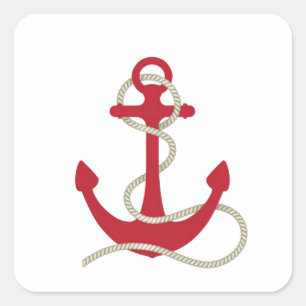 Red Anchor Square Sticker
