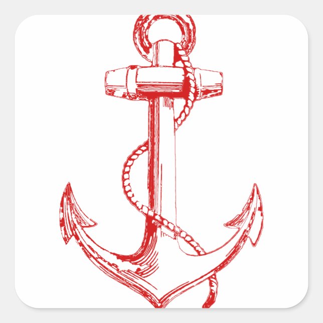 Red Anchor Square Sticker (Front)
