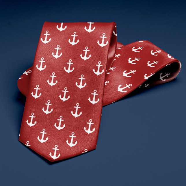 Red Anchors Pattern Tie (Creator Uploaded)
