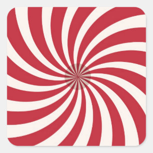 RED AND AND WHITE SPIRAL VINTAGE STICKERS