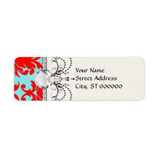red and aqua lovely formal damask
