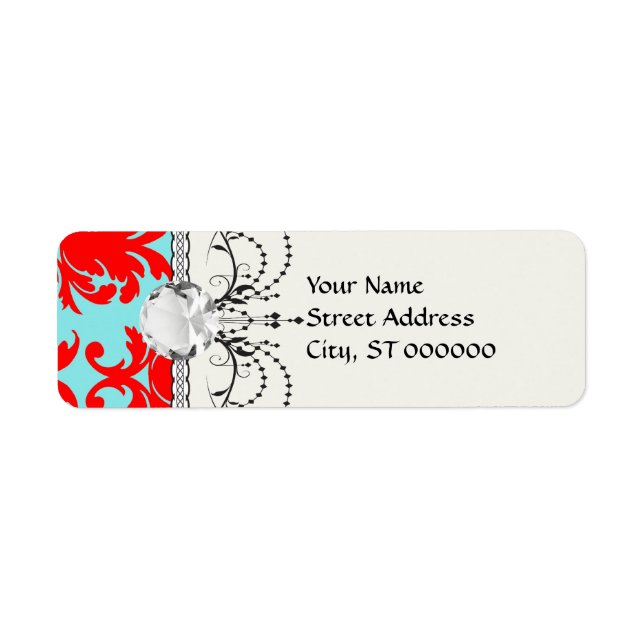red and aqua lovely formal damask (Front)