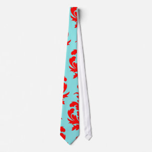 red and aqua lovely formal damask tie