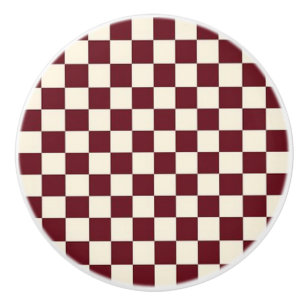 Red and Baige Chequered Ceramic Pull