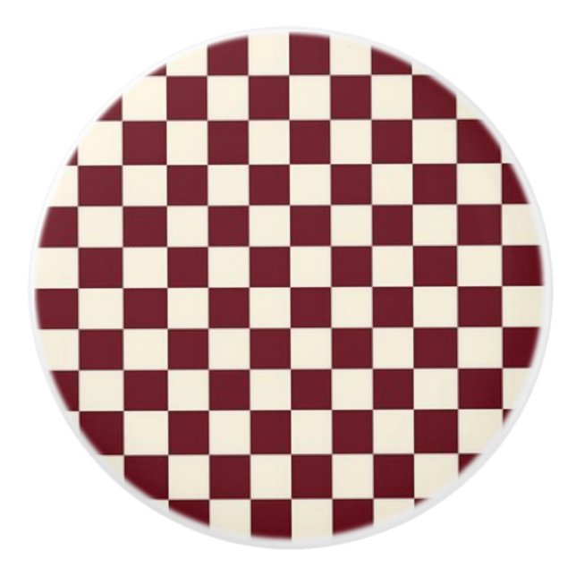 Red and Baige Chequered Ceramic Pull (Front)