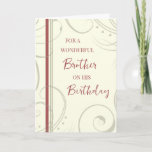 Red and Beige Brother Birthday Card<br><div class="desc">Birthday card for brother with modern and simple red and beige design and thoughtful verse.</div>