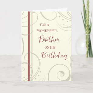 Red and Beige Brother Birthday Card