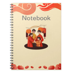 Red and Beige Chinese Spiral Photo Notebook