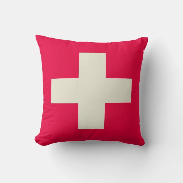 Red and beige cross design pillow (Front)