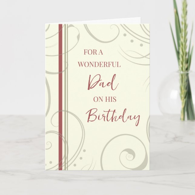 Red and Beige Dad Birthday Card (Front)