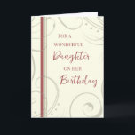 Red and Beige Daughter Birthday Card<br><div class="desc">Birthday card for daughter with modern and simple red and beige design and thoughtful verse.</div>