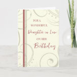 Red and Beige Daughter in Law Birthday Card<br><div class="desc">Birthday card for daughter in law with modern and simple red and beige design and thoughtful verse.</div>