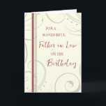 Red and Beige Father in Law Birthday Card<br><div class="desc">Birthday card for father in law with modern and simple red and beige design and thoughtful verse.</div>