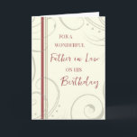 Red and Beige Father in Law Birthday Card<br><div class="desc">Birthday card for father in law with modern and simple red and beige design and thoughtful verse.</div>