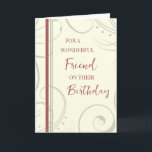 Red and Beige Friend Birthday Card<br><div class="desc">Birthday card for friend with modern and simple red and beige design and thoughtful verse.</div>