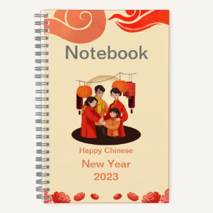 Red and Beige Happy Chinese New Year 5.5" x 8.5" Notebook