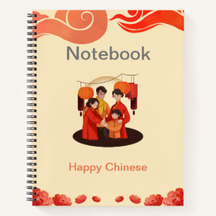 Red and Beige Happy Chinese Notebook