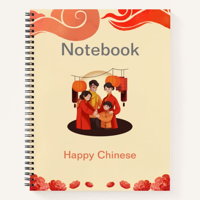 Red and Beige Happy Chinese Notebook (Front)