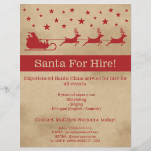 Red And Beige Santa Sleigh - Santa For Hire Flyer