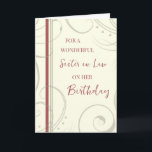 Red and Beige Sister in Law Birthday Card<br><div class="desc">Birthday card for sister in law with modern and simple red and beige design and thoughtful verse.</div>