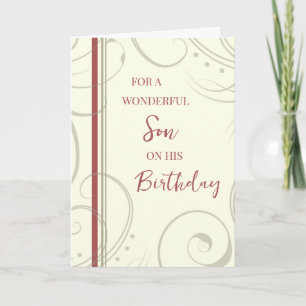 Red and Beige Son Birthday Card