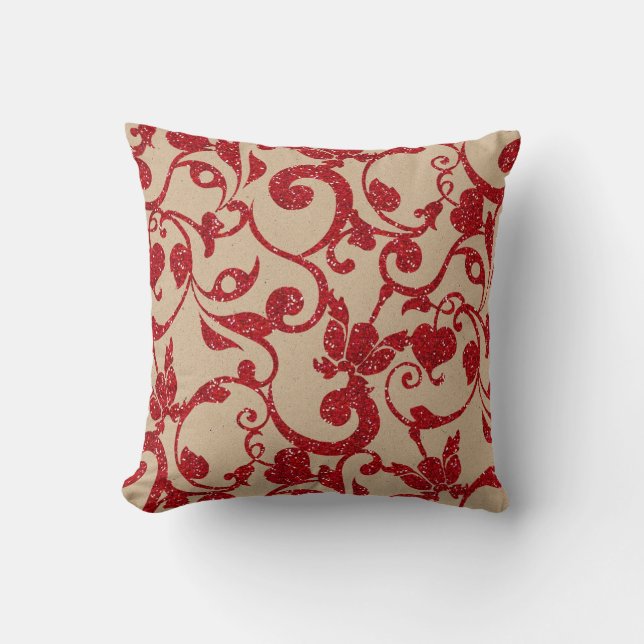 Red and Beige Throw Pillow (Front)