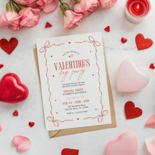 Red And Beige Valentine's Day Party Invitation