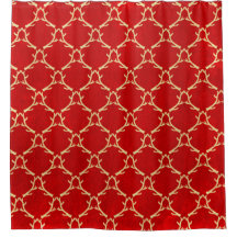 Red and Beige Woodland Antler Shower Curtain