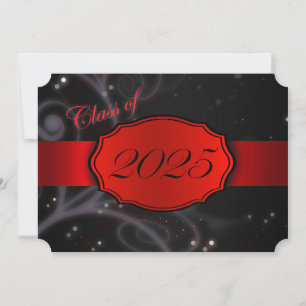 Red and Black 2025 Graduation Invitation