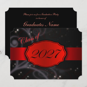 Red and Black 2027 Graduation Party Invitation