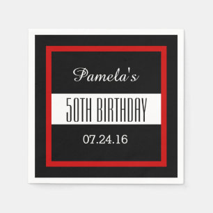 Red and Black 50th Birthday Custom V014 Napkin