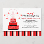 Red and Black 80th Birthday Cake Party Invitation<br><div class="desc">Our Red and Black 80th Birthday Cake Party invite features a cute red and black 3-tiered birthday cake complete with polka dots,  stripes,  and stars.</div>