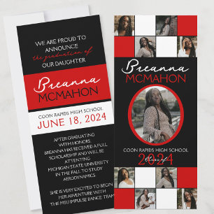 Red and Black 9 Photo Graduation Announcement