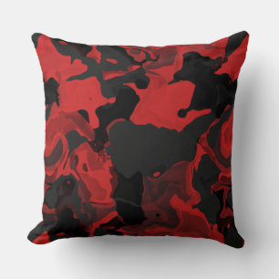 Red and Black Abstract  Cushion
