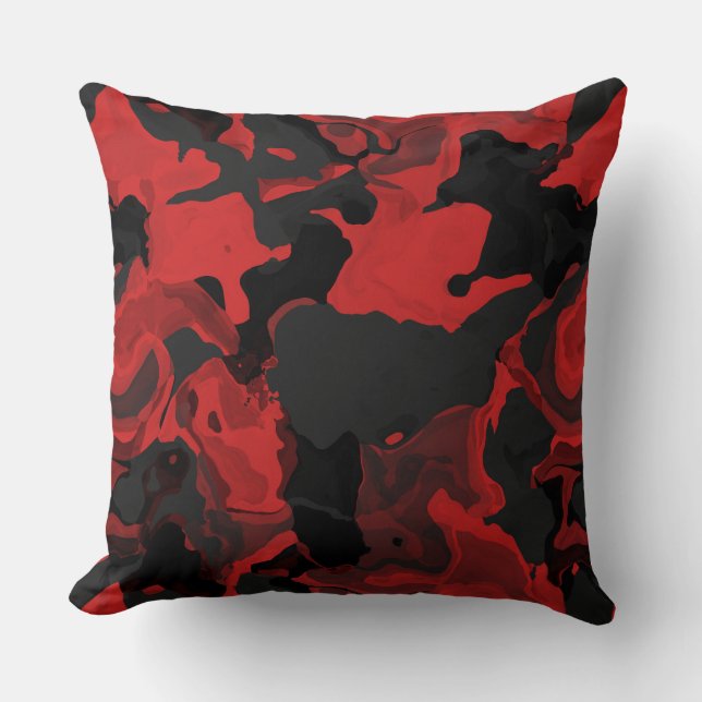 Red and Black Abstract  Cushion (Front)