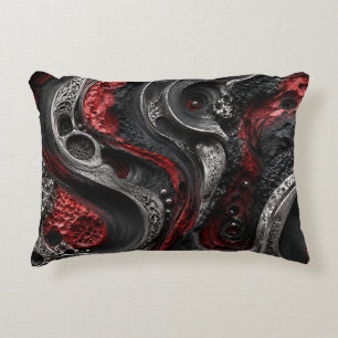 Red and Black Abstract Geode Cushion - Modern Dark