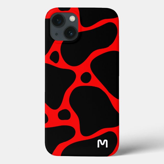 Red and black abstract giraffe pattern Case-Mate iPhone case (Back)