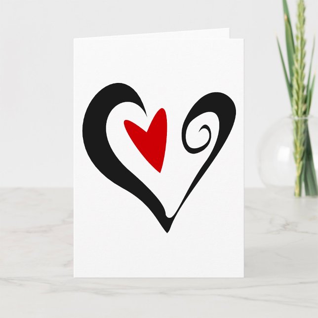 Red and Black Abstract Heart Modern Romantic Card (Creator Uploaded)