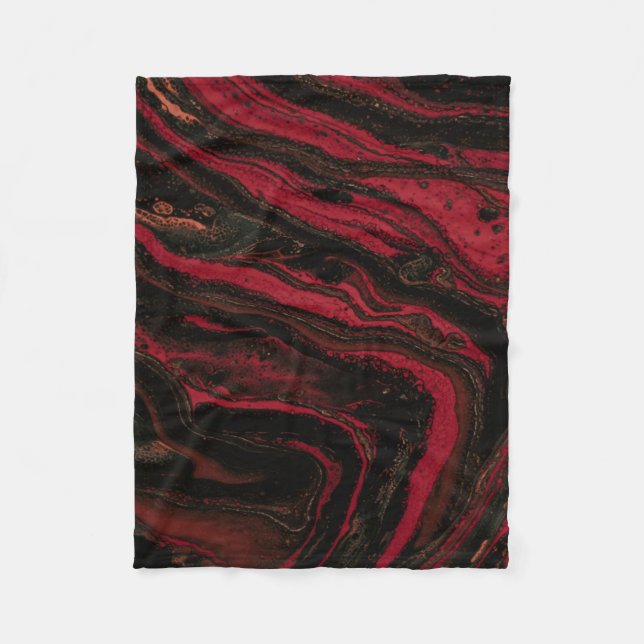 Red and black abstract painting fleece blanket (Front)