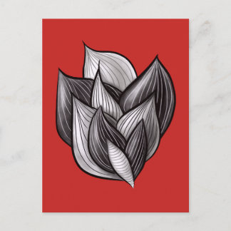 Red And Black Abstract Shapes Modern Minimalist Postcard