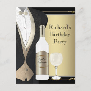 Red and Black Aged to Perfection Birthday Party Invitation