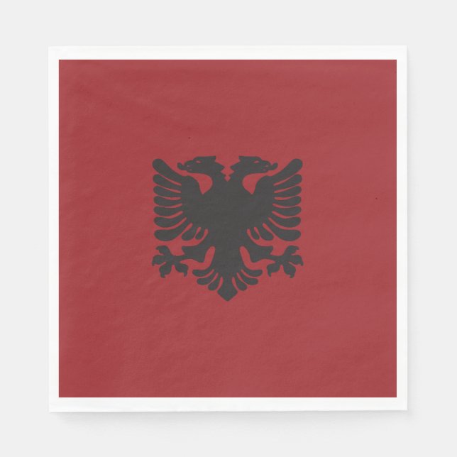 Red and Black Albanian Eagle Cocktail Napkins (Front)