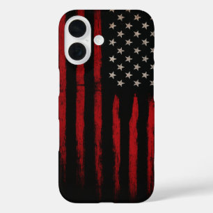 Red and Black American Flag iPhone 16 Case