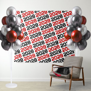 Red and BLack ANY Class Year Graduation Backdrop Tapestry