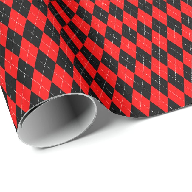 Red and Black Argyle Wrapping Paper (Roll Corner)